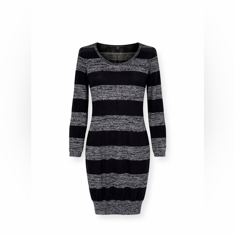 Torrid Rebel Wilson Black & Silver Striped Sweater Dress 1X NWT Cozy Midi